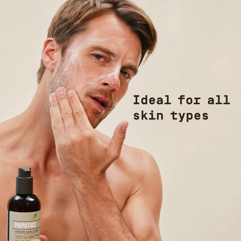 PAPATUI Hydrating Men's Face Cleanser - Niacinamide & Hyaluronic Acid | Unscented | 8 oz