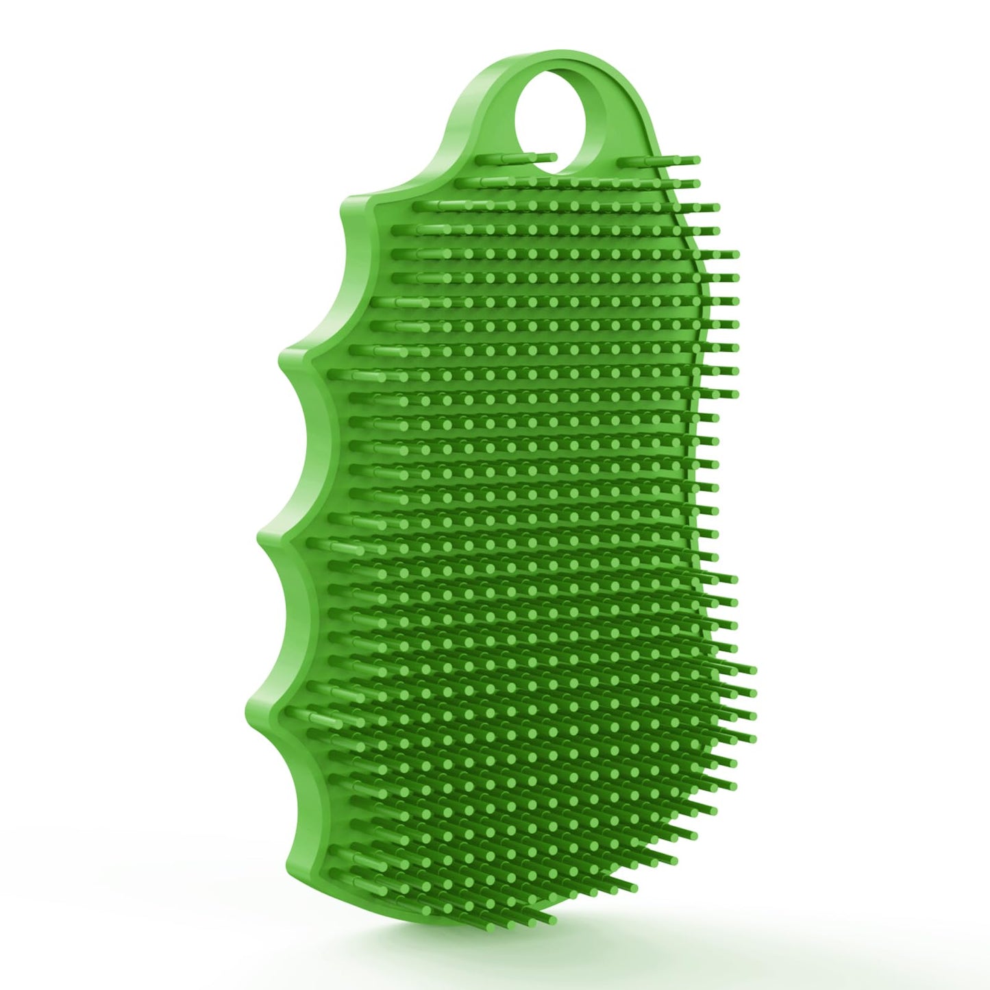 iTokGok Silicone Body Scrubber Silver-Infused Dual-Sided 3-in-1 for Shower, Body Cleaning+Massage+Exfoliator Body Brush Buffer for Men and Women, Silicone Loofah, Non-Slip Handle (Green)