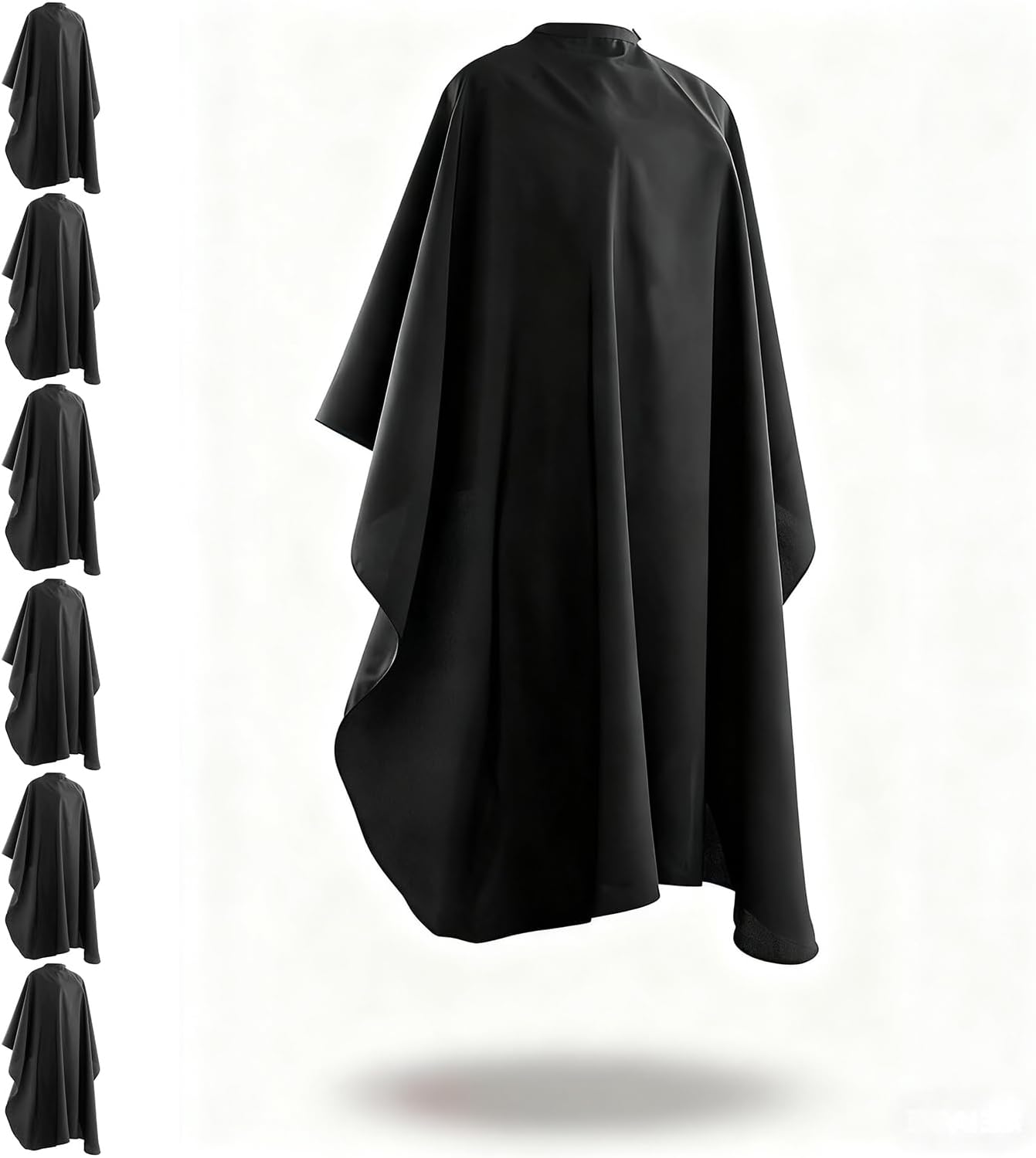 Waterproof Barber Cape - 6 Pack Hair Cutting Apron with Snap Closure | Anti-Static for Men, Women & Kids - Black