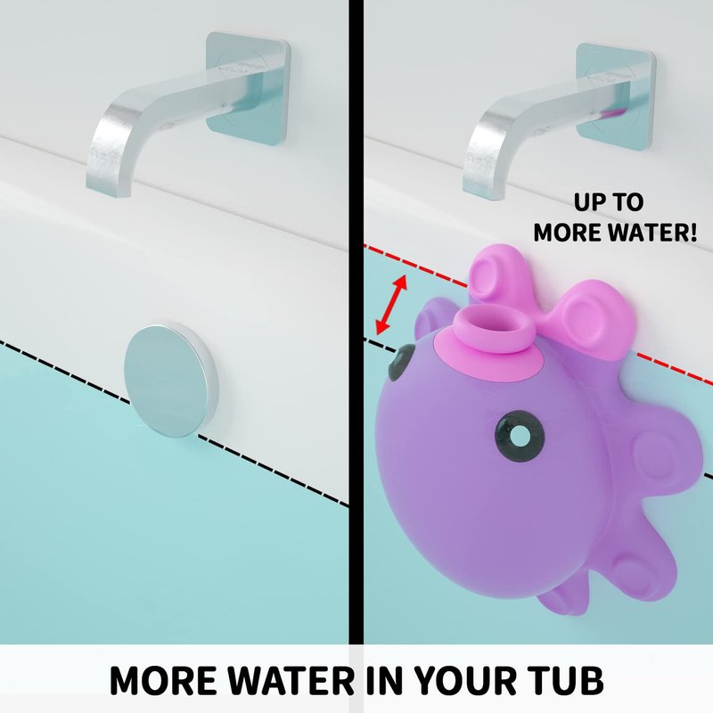 Bathtub Overflow Drain Cover - Tub Overflow Drain Cover, Soak Bath, Spa Accessories - Adds Inches of Water for Deeper Bath (Silicone, Hot Pink)