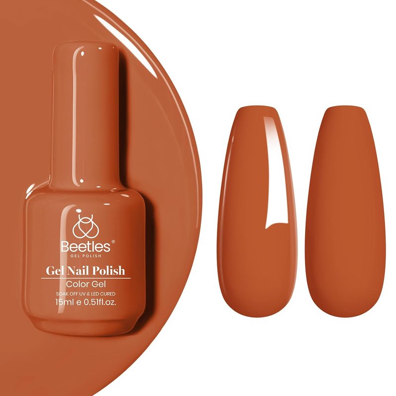 Beetles Orange Gel Nail Polish - Dark Orange Soak Off Gel for DIY Nail Art | 15ml