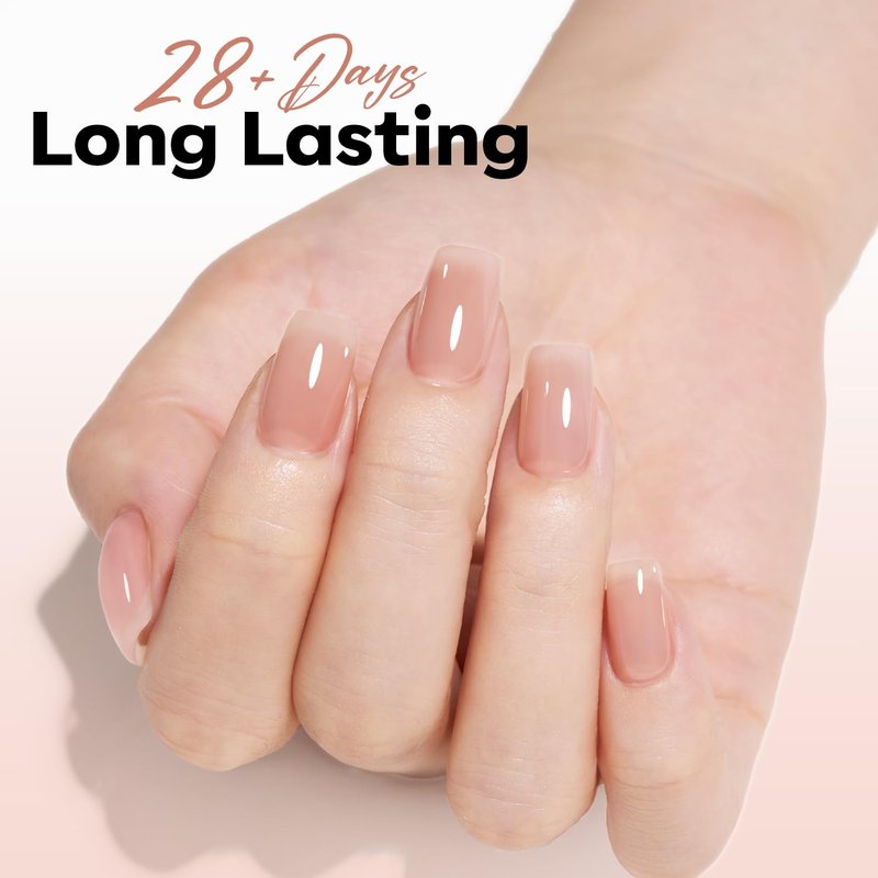 modelones Nude Gel Polish Jelly Natural Pink Gel Nail Polish French Tip Base Color Translucent Soak Off U V Soap Nails for Nail Art Manicure at Home Valentin 15ML