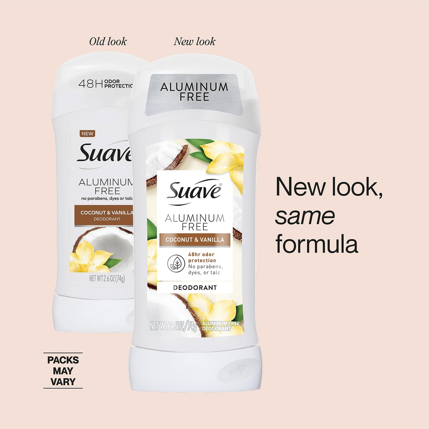 Suave Aluminum-Free Deodorant for Women 2-Pack, Coconut & Vanilla, 2.6 Oz Ea