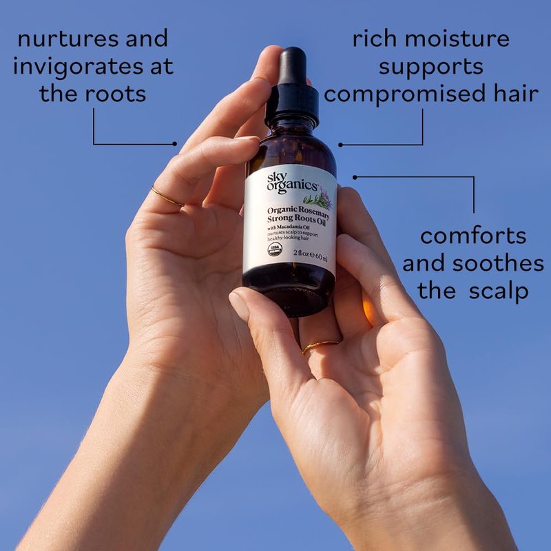 Organic Rosemary Oil Hair Growth Serum - Macadamia & Jojoba Oils for Scalp Health | 2 fl oz