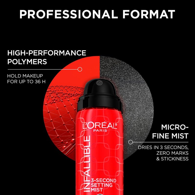L'Oreal Paris Infallible Setting Spray Mist - Microfine 36HR Hold | Clear, 1.76 oz (Pack of 2)