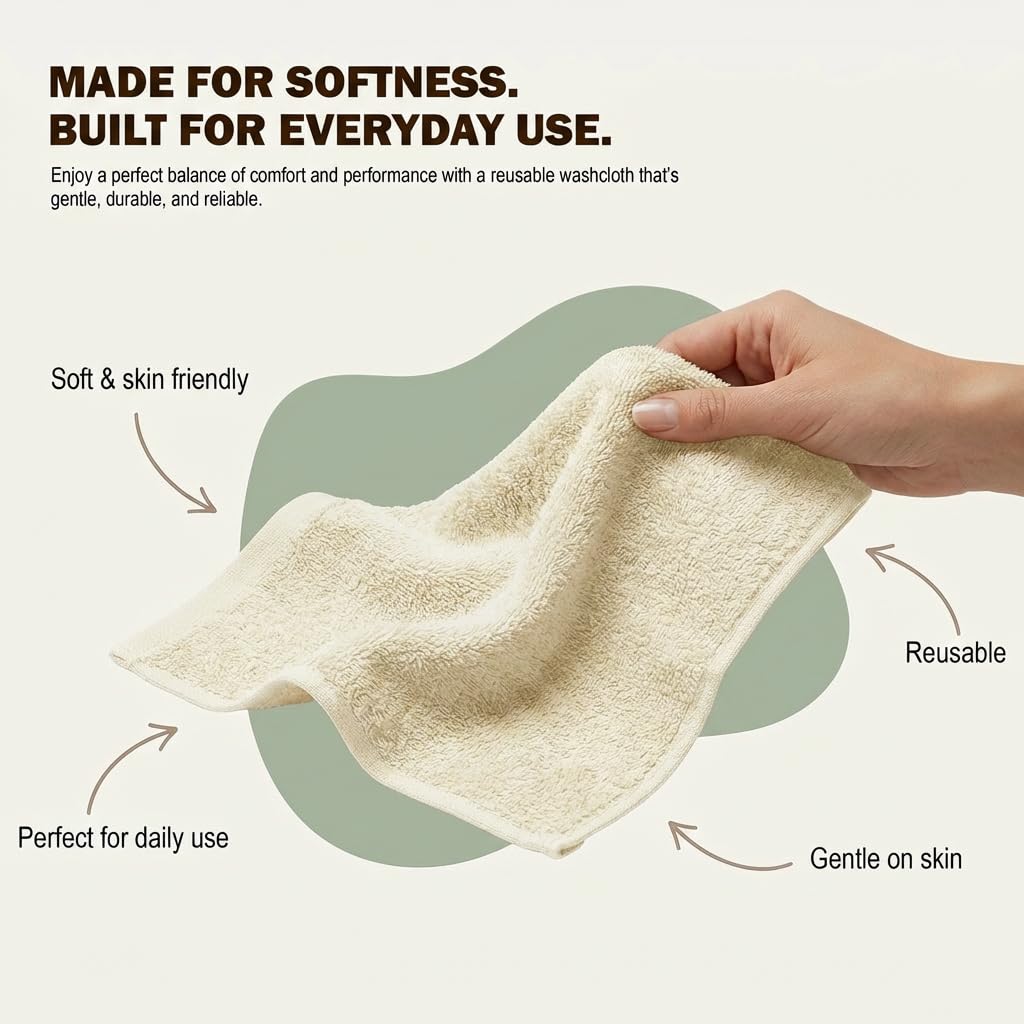 Utopia Towels 24 Pack Cotton Washcloths Set - 100% Ring Spun Cotton, Premium Quality Flannel Face Cloths, Highly Absorbent and Soft Feel Fingertip Towels (Ivory)