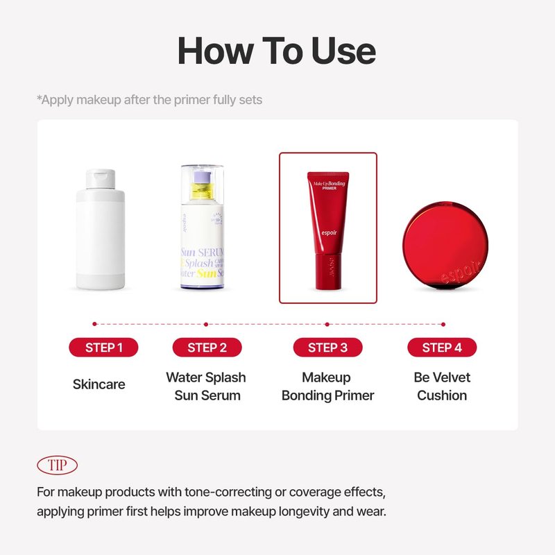 Espoir Bonding Primer for Makeup, Hydrating & Blurring Primer for Smooth, Long-Lasting Makeup Base, Lightweight Non-Greasy Formula for Oily, Vegan, Korean Makeup, Festival Essentials, 37g