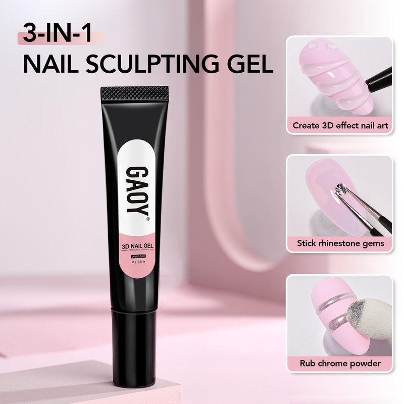 GAOY 3D Nail Gel - 15g Clear Sculpting Gel for Nail Art, Molding & Rhinestone Decoration