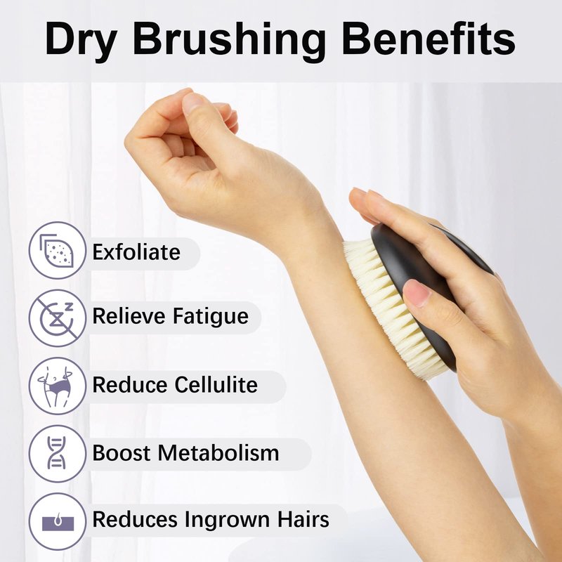 Dry Brushing Body Exfoliating Brush, Anti Slip Body Scrubber for Shower, Shower Body Cleaning Brush for Deep Cleansing & Soften Skin, Improve Circulation (Black)