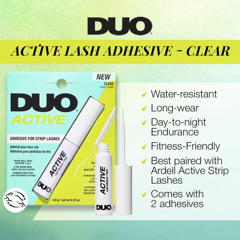 Active Clear Eyelash Glue - Water-Resistant & Long-Lasting Adhesive for Strip Lashes | 0.16 oz, 2 Pack