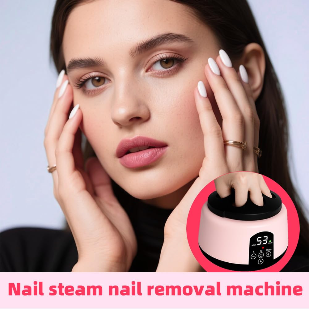 WBHLDM Electric Nail Soaking Bowl- Fast Soak Off Acrylic Nail Remover & Steamer, One-Handed Gel Polish Soaking Off Device for Home and Salon Use (Pink)