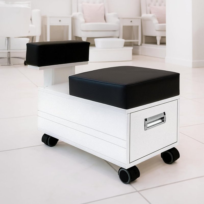 Alera II Pedicure Cart - Stylish Pedi Trolley with Footrest for Nail Salons | White Finish