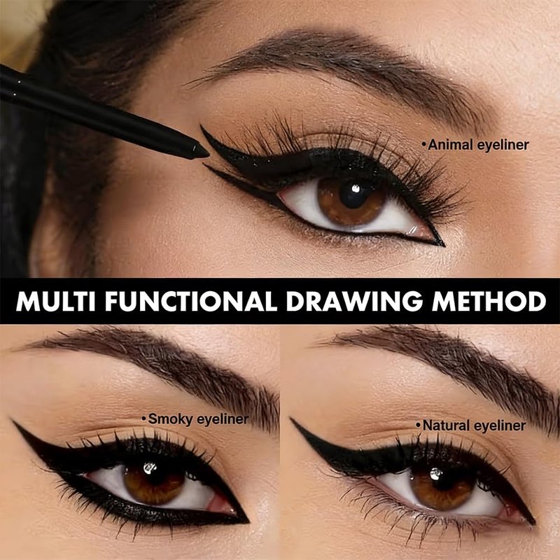 4Pcs Retractable Creamy Eyeliner & Eyeshadow Sticks for Women, Black White Brown Blue Purple Green Gray Colors, Ultra Pigmented Eye Pencils, Matte Satin Finish,Vegan,Cruelty-Free (4 Pcs: 02# Black)
