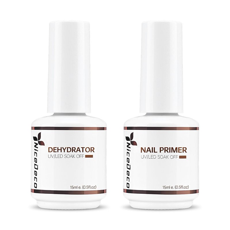 Nicedeco Nail Primer - Hema-Free Dehydrator Kit | 2 x 15ml | Cruelty-Free & Vegan for Long-Lasting Nails