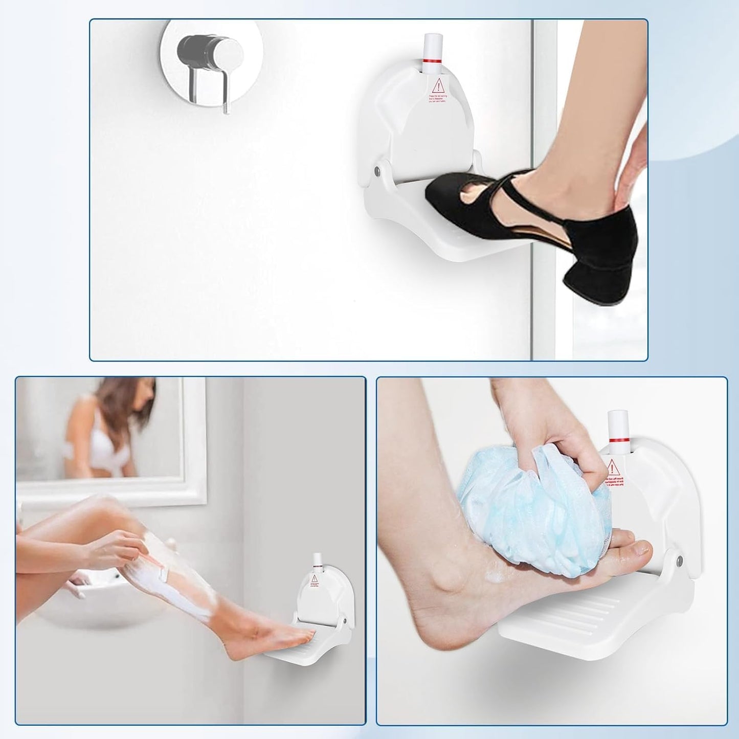 Skiennix Shower Foot Rest - Foldable Anti-Slip Tool for Easy Leg Shaving | Portable for RV & Travel