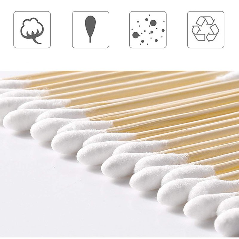 Cotton Swabs 2000 Count - Double-Tipped Cotton Buds with Wooden Sticks for Makeup & Ear Cleaning | 20 Pack