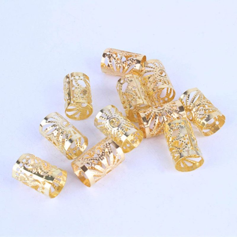 100pcs Dreadlocks Braiding Beads, Silver Gold Hair Coil Dreadlocks Meal Cuffs Tubes DIY Braid Rings for Kid Girl Women Hair Braiding