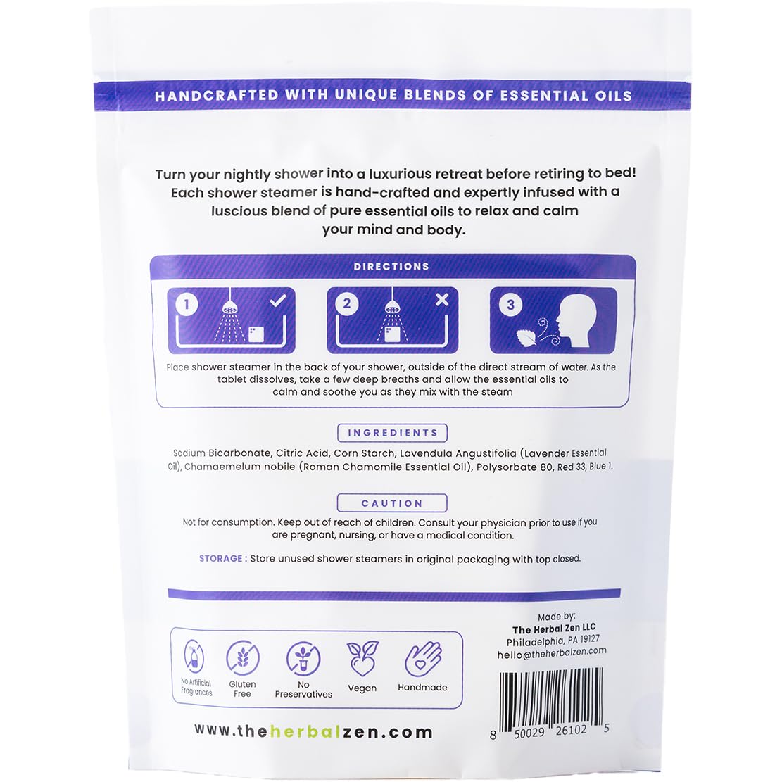 Sleepytime Lavender Shower Steamers Aromatherapy 10 Pack - Relaxing Shower Bombs with Pure Essential Oils for Relaxation and Unwinding - Spa Gifts for Women and Men - The Herbal Zen
