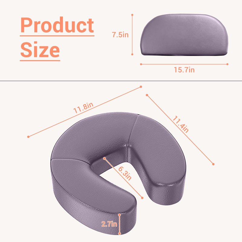 DeerDean Linens Head Rest for mattresses ranging from 5.5-17.7 inches, Bed Massage Head Holder, Universal Face Cradle Cushion for Massage Tables and Salon (Purple)