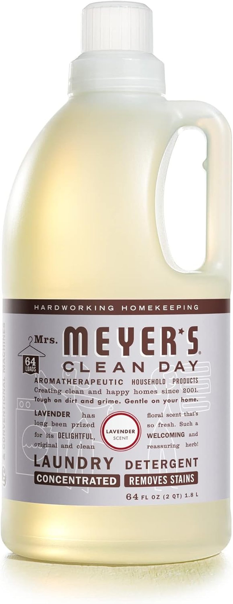 Mrs. Meyer's Clean Day Liquid Laundry Detergent - Biodegradable Lavender Formula, 64 oz (64 Loads)