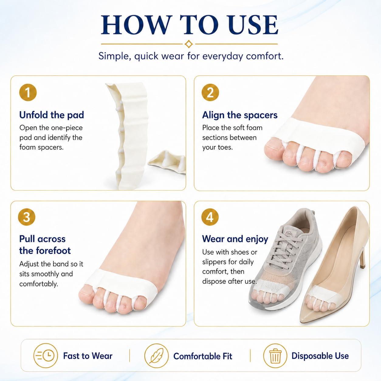 Toe Separator Pads for Sweaty Feet, 12 Pairs Sweat-Absorbing Toe Spacers, Soft Anti-Friction Toe Cushions for Running, Walking & Daily Wear Reduces Friction & Odor, Women & Men