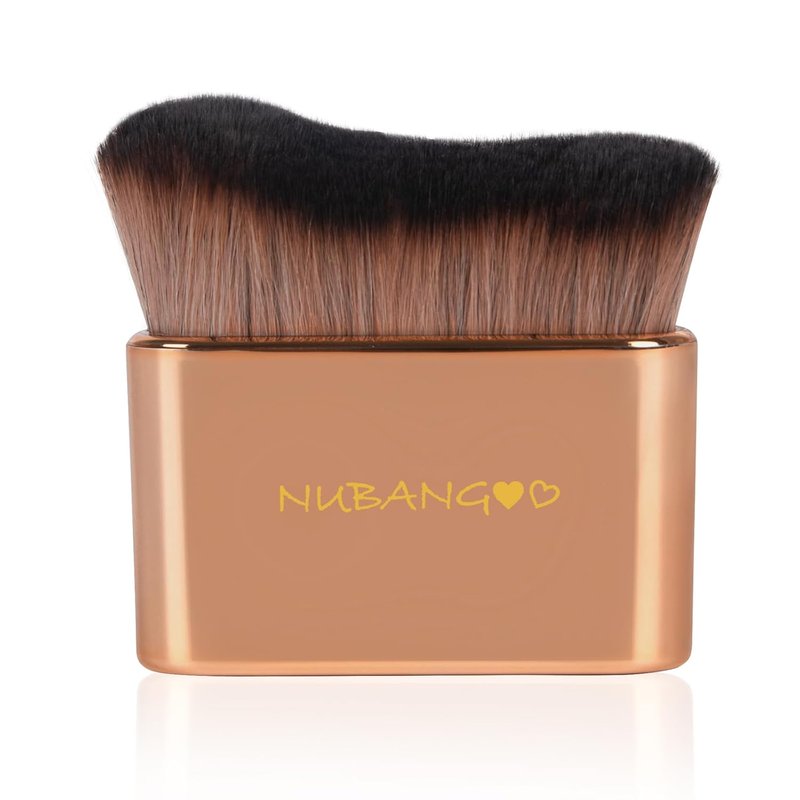 Professional Kabuki Foundation Brush - Versatile Makeup & Self Tanner Applicator | Pink Gold Finish