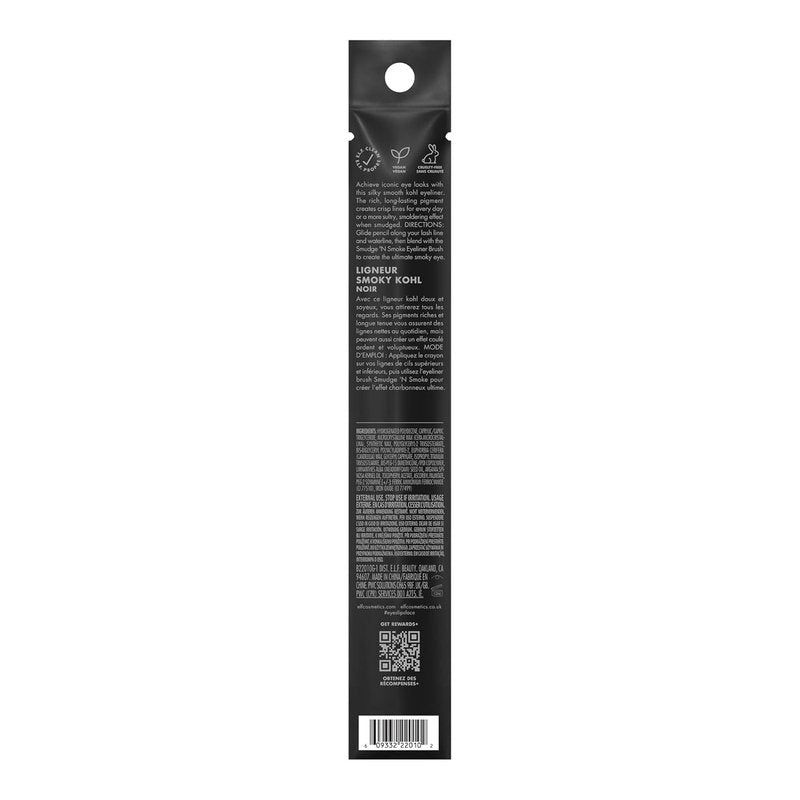 e.l.f. Smoky Kohl Eyeliner - Long-Lasting, Bold Eye Pencil for High-Pigmented Makeup | Vegan, Black Velvet