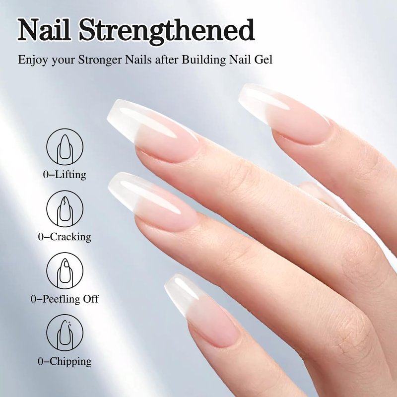 Double Rhythm 0.5Oz Nail Strengthener Rubber Gel Polish Gel Nail Polish in a Bottle for Nail Thickening Extension Hard Structure Glue (Clear Builder-8 in 1-1)