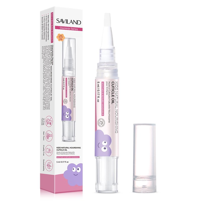 SAVILAND Cuticle Oil Pen for Kids: Plant-Based Nail Oil Pen 8-Hour Long-Lasting Nourishment 2-Hour Soften Tough Hangnails Child-friendly Cuticle Oil for Nails Gentle Nail Care for Kids 3-8 (Glamkids)