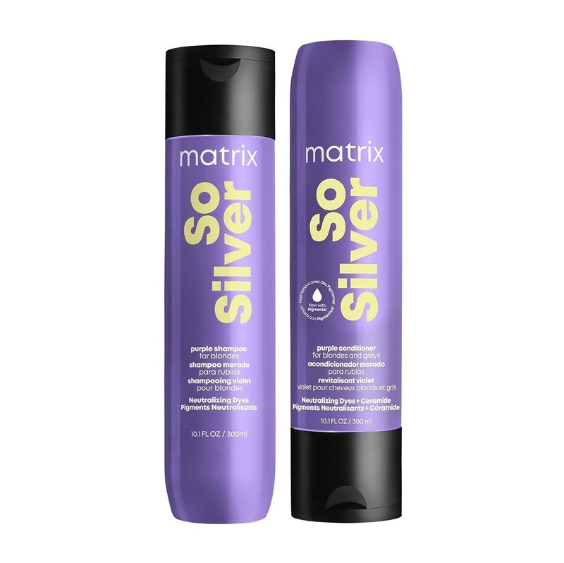 MATRIX So Silver Purple Shampoo & Conditioner Set | Tones Blondes & Greys, Removes Brassiness, Vegan Haircare