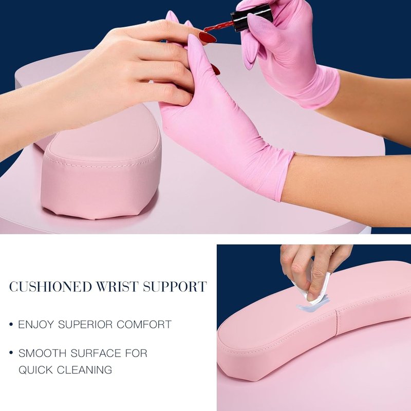 Joligrace Professional Foldable & Portable Manicure Table Nail Technician Desk Workstation 4 Lockable Wheels with Drawer Client Wrist Pad Free Carrying Bag Travel Nail Tech Spa Beauty Table Pink