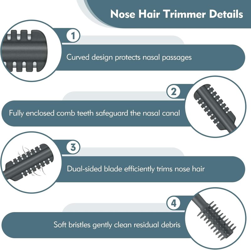 Skiennix 2-in-1 Nasal Hair Cutter - Double-Sided Nose Hair Trimmer with Soft Cleaning Brush | Portable Gray Design for Men & Women