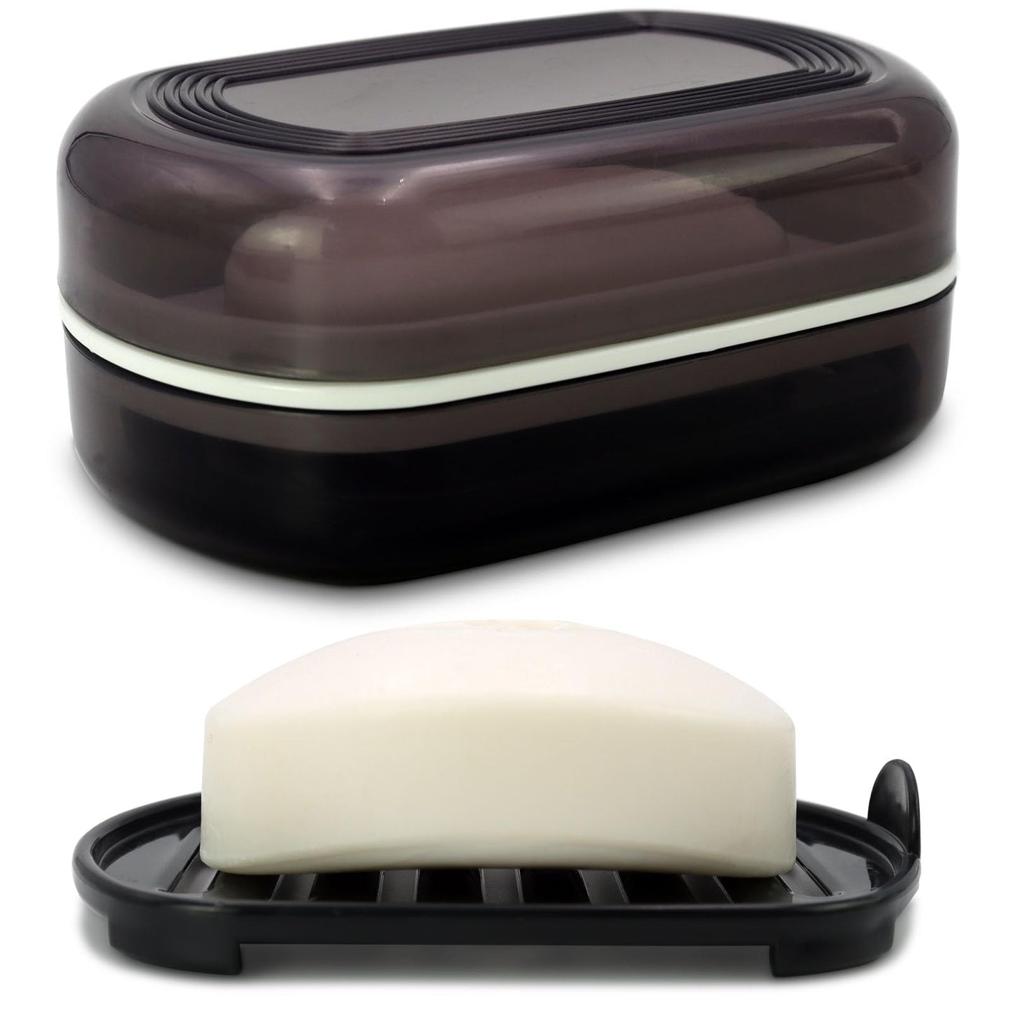 HAYSNA Travel Soap Container, Bar Soap Holder, Portable Soap Case, Soap Dish with Lid for Traveling, Camping, Gym, Bathroom (Black Style-1)