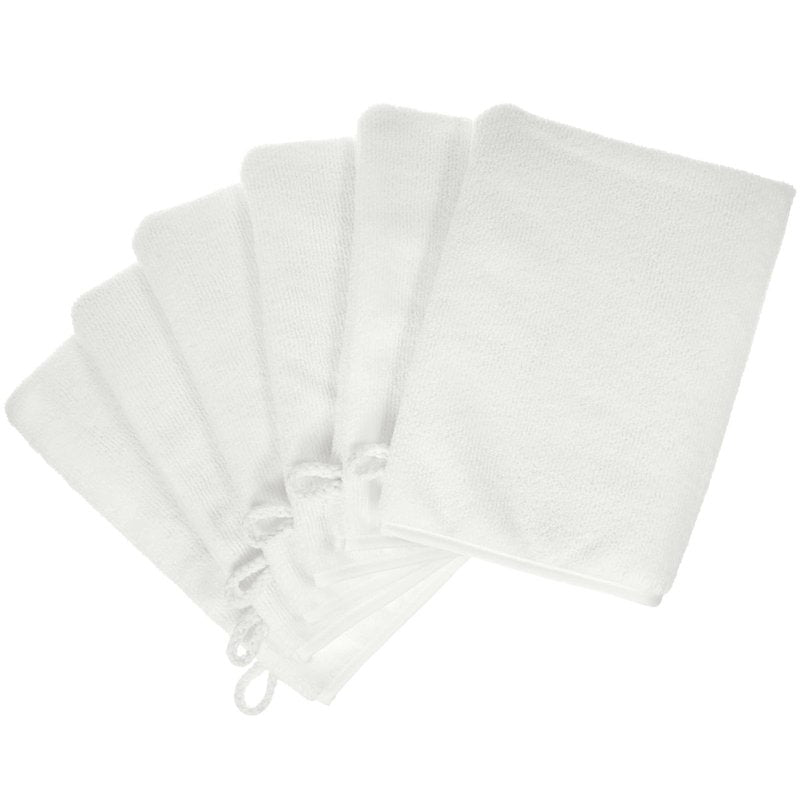 PHOGARY Microfiber Face Cloths, 6"x8" Fast Drying Bath Mitts Washcloth, Super Absorbent Soft Lightweight Towel Body Facial Cloths Small Wash Mitt for Travel Showering Washing Face, 6 Pack, White