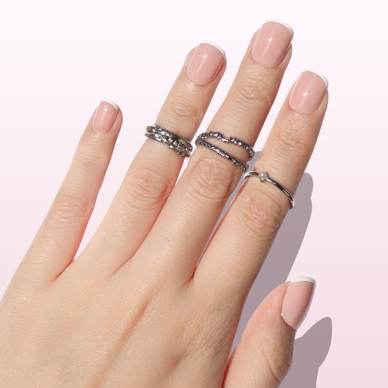 Nail Reformation Press On Nails, She’s a Natural | Short Square Fake Nails in White French Tip on Nude Base in a Glossy Finish, Reusable Stick On Nails in 15 Sizes - 30 False Nail Kit for Women Gifts