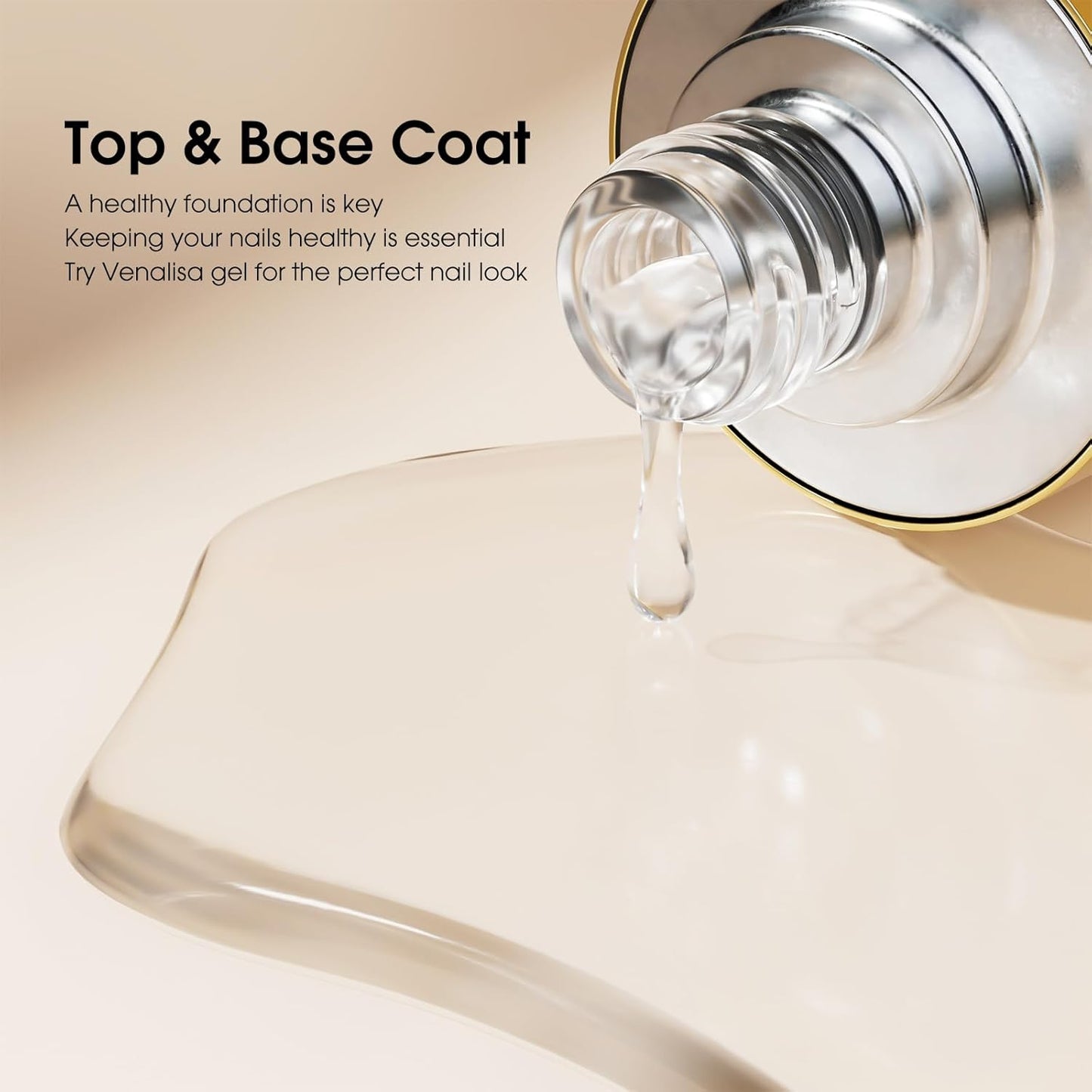 VENALISA No Wipe Gel Top Coat - Clear Finish for Long-Lasting Salon Quality Nails | 10ML
