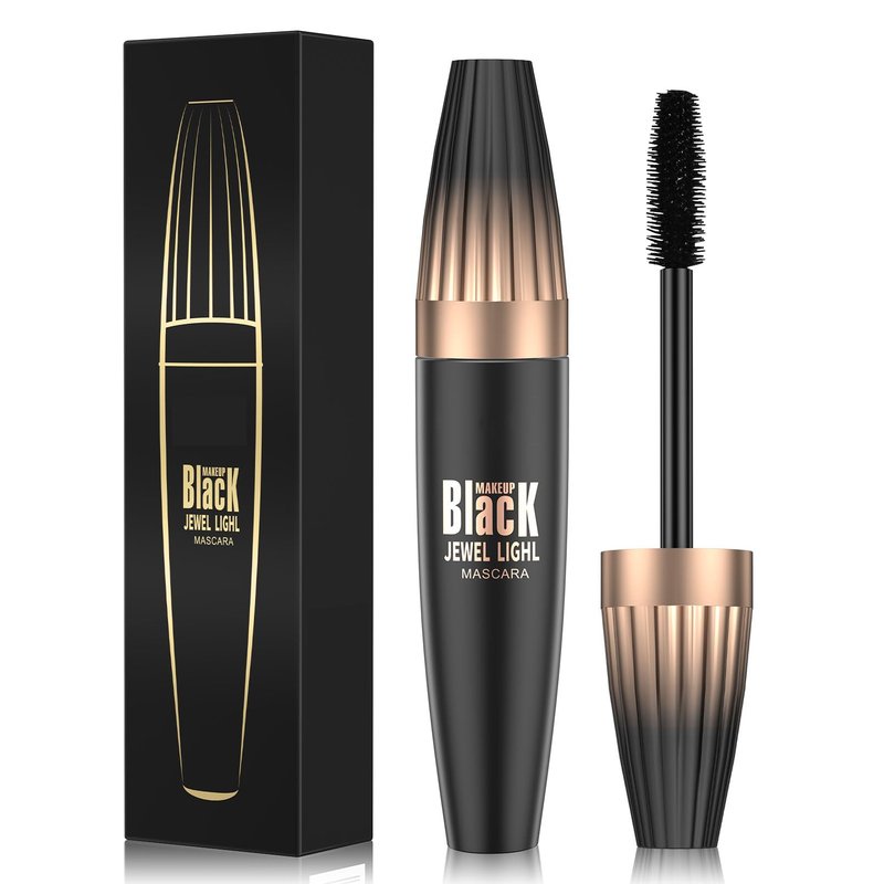 MOLAKS 4D Silk Fiber Black Mascara, Volume & Length Lengthening Curling, Waterproof Smudge-Proof Tubing Mascara, Natural Lash Extension Look