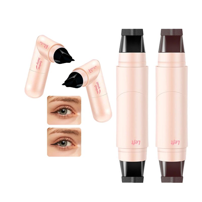 DENESTUP 2Pcs Eyeliner Stamp Wing Cat Eye Liner Stamp, Magnetic Eyeliner Stamp Pen Long Lasting Waterproof Winged Beginner Liquid Eyeliner Makeup (Black)