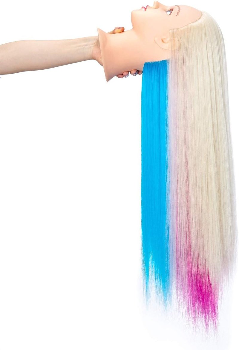 Hairingrid Mannequin Head 26"-28" for Hair Styling Training - Cosmetology Doll with Synthetic Fiber Hair & Free Clamp Holder | Multicolor