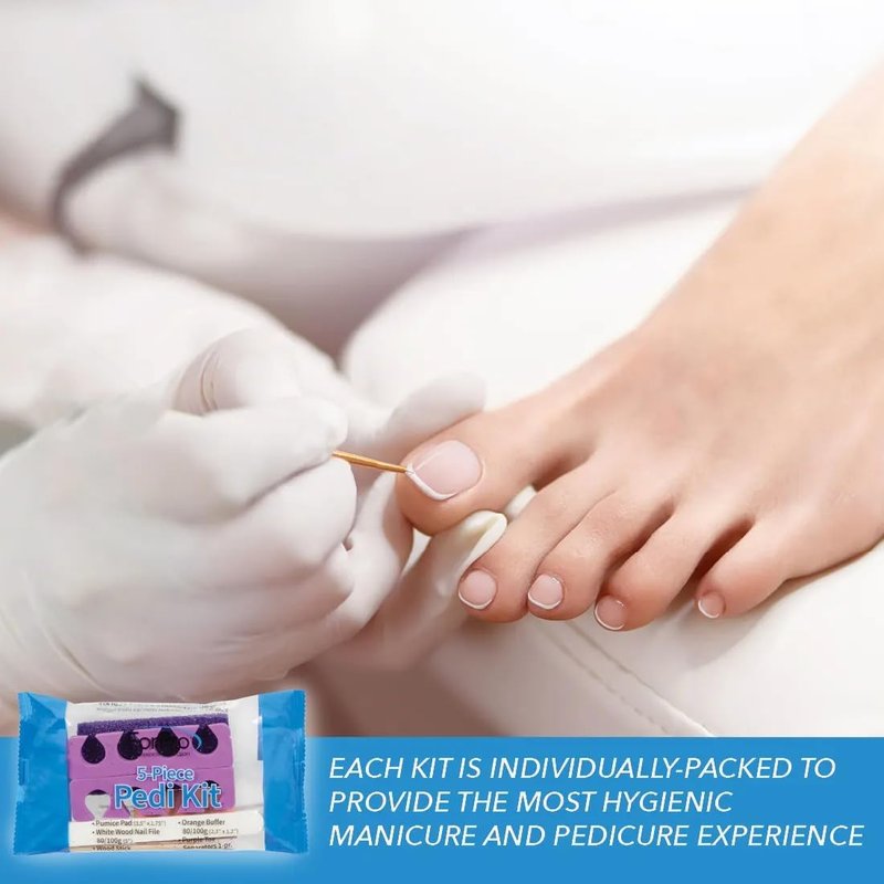 ForPro 5-Piece Pedicure Kit - Complete Set with Purple Pumice Pad, Wood Nail File & Toe Separators