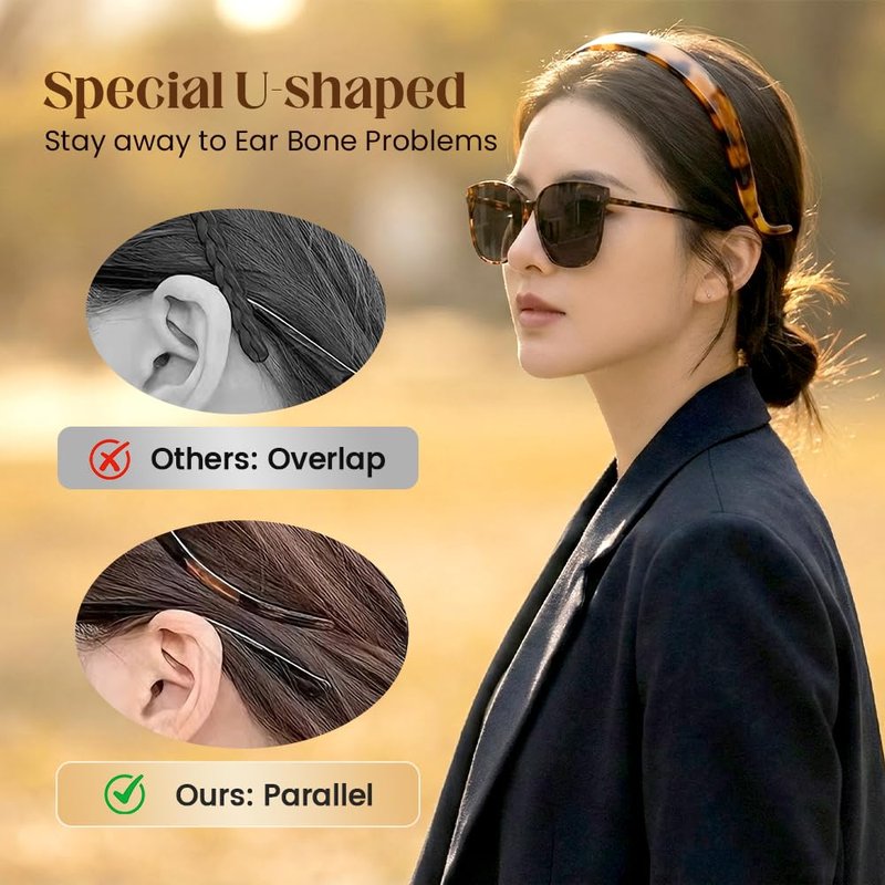 Jurfest Headbands For Women, U-Shaped Hair Comb Headbands, Teeth Hairband For Everyday Styling (Tortoiseshell)