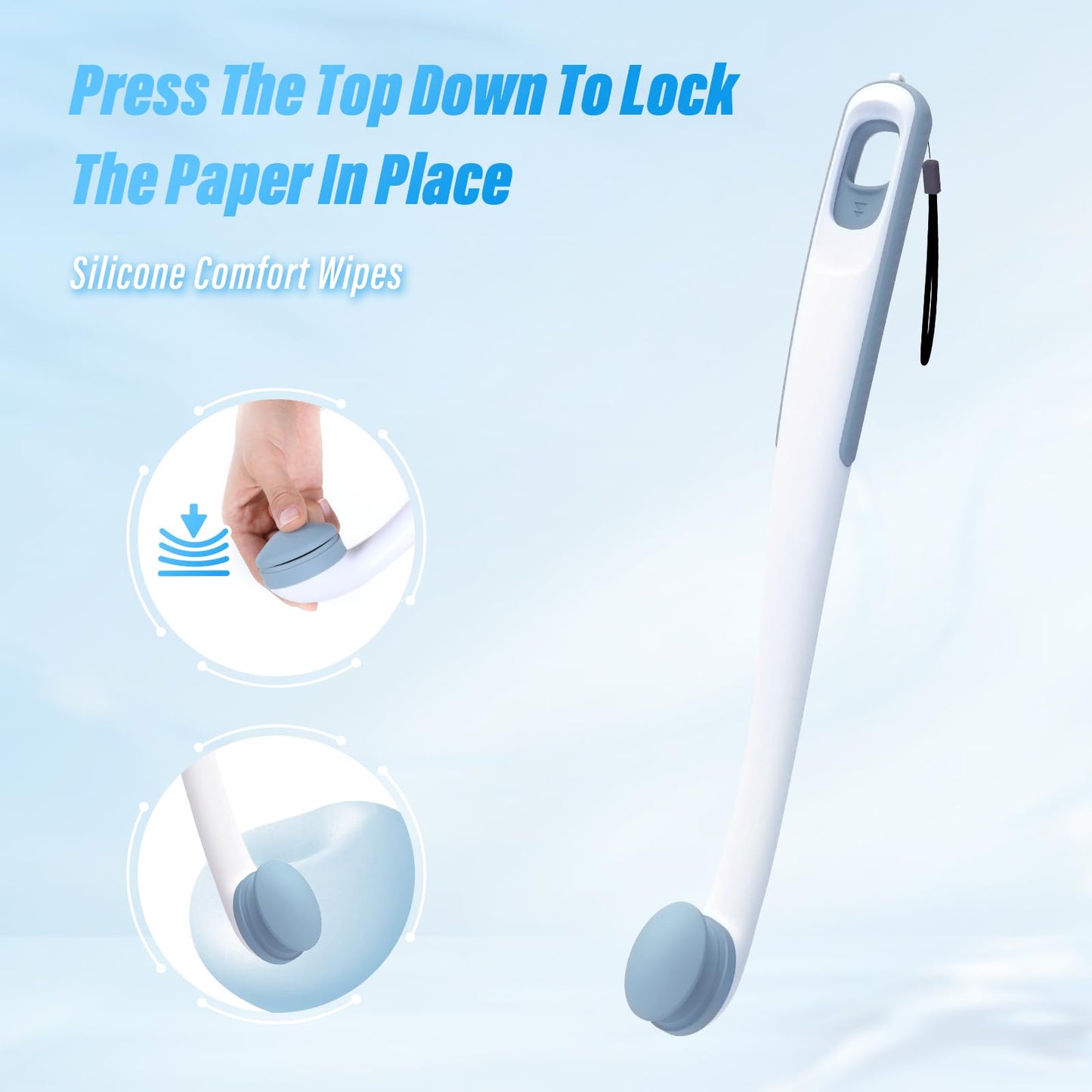 Innovation Toilet Aids for Wiping Bottom, 16.5" Firmly Clamp Bottom Buddy Wiping Aid, Butt Wiper Tool with Replaceable Head for Women, Men, Elderly, Pregnant, Disabled and Surgery Recovery
