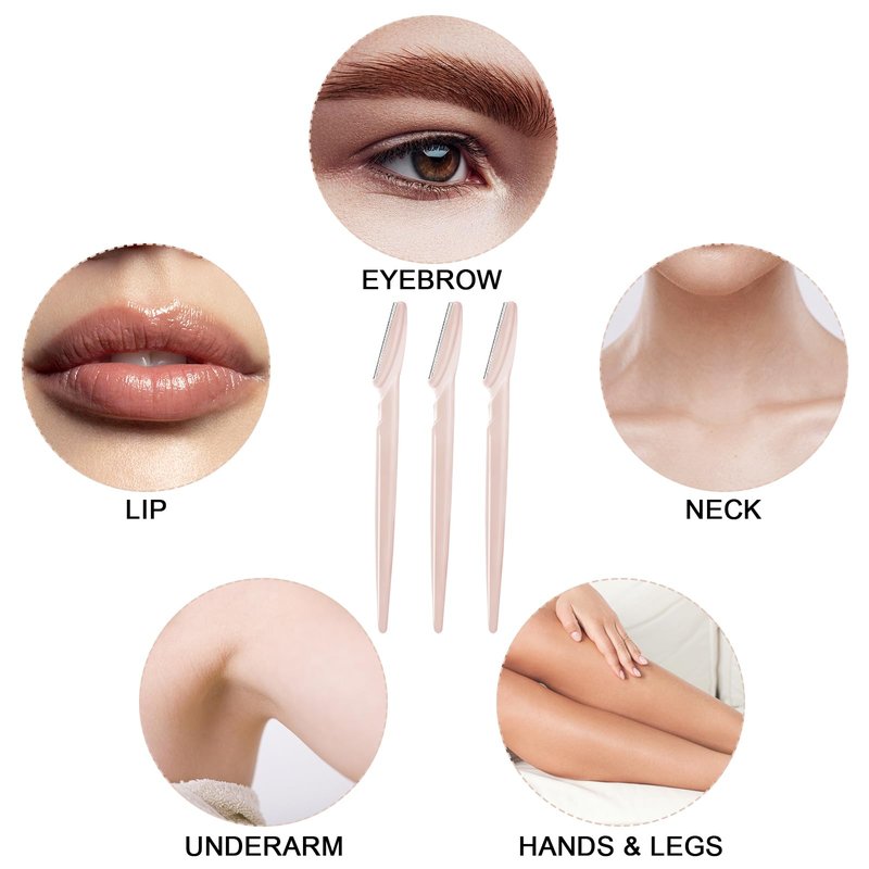 HFATMOS 21 Pcs Eyebrow Razors, Face Razors Multipurpose, Exfoliating Dermaplaning Tools, Eyebrow Trimmers Shaver with Protective Cover, Facial Hair Removal for Women Men Body Use (Light Pink)