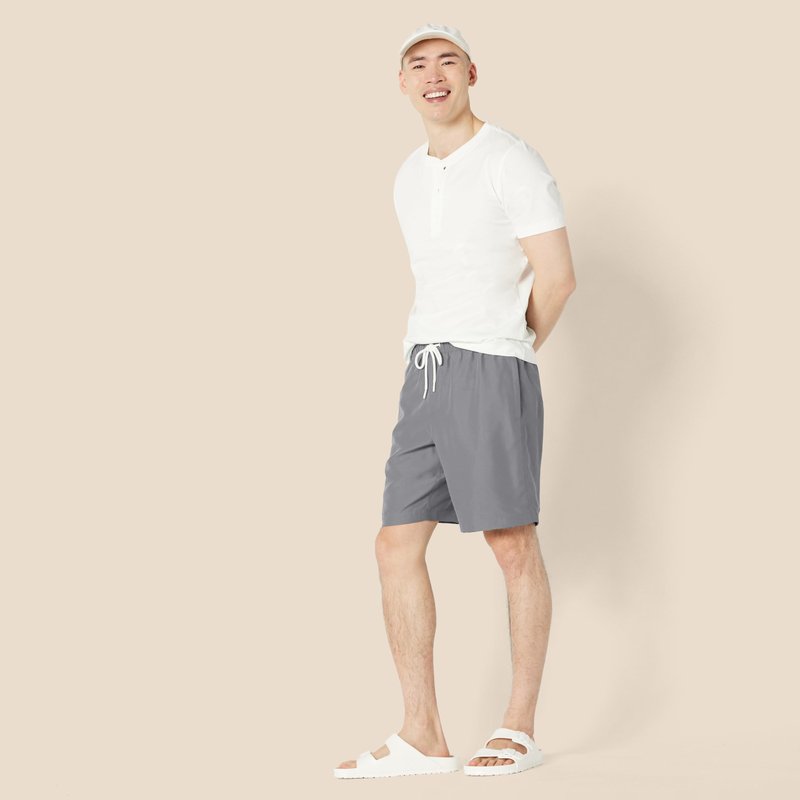 Amazon Essentials Men's 9" Swim Trunks with Mesh Lining, Pockets, Drawstring Closure, Charcoal, Large