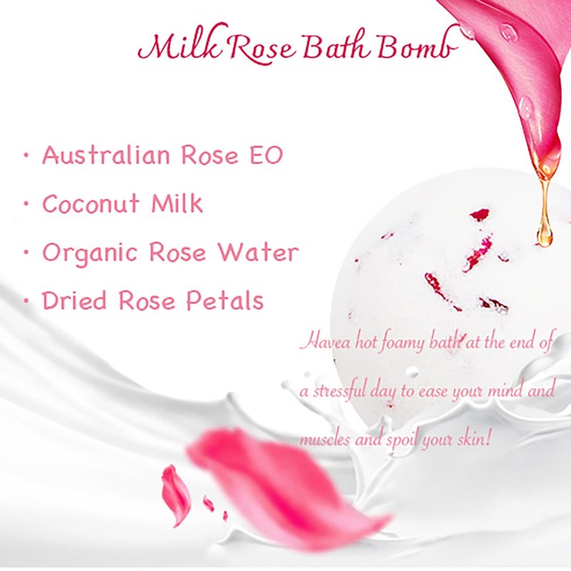 Fumgranth Bath Bombs for Women Spa Gift Set with Rose Milk Essential Oils Sea Salt Moisturizing Relaxing Birthday Gift for Her Bubble Bath Skincare Relaxation Aromatherapy Gifts 2 Pack