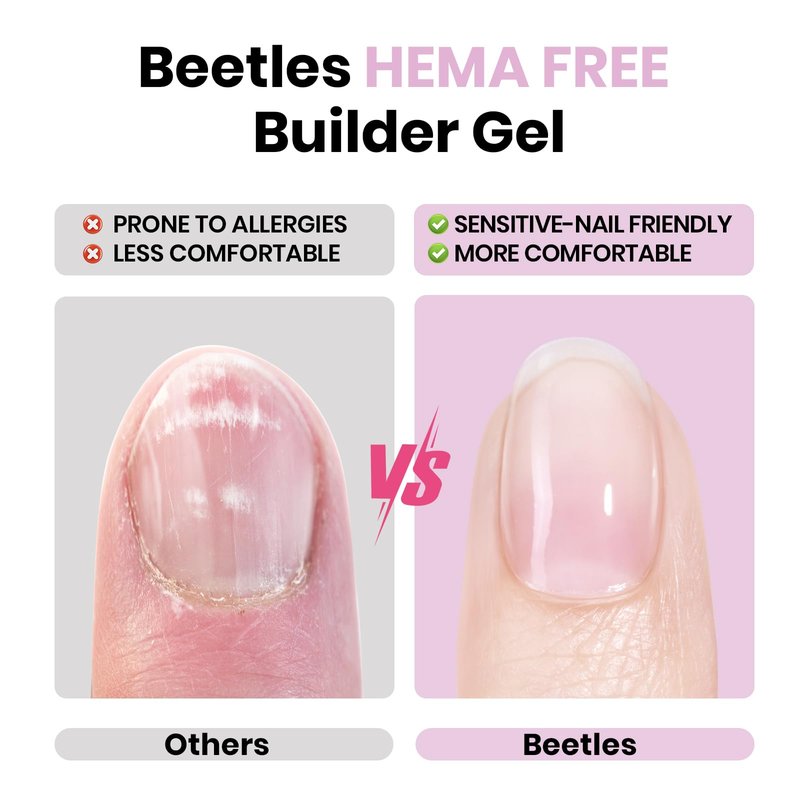 Beetles Builder Gel HEMA-Free,2 Pcs 8 in 1 Jelly Purple & Glitter Building Apex,Strengthening Thickening Sensitive Nails Extension,for Begginer DIY UV Nails at Home,Light Purple Building Gel