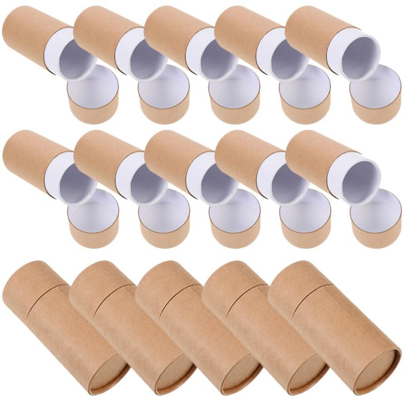 Healvian 15Pcs Round Kraft Gift Boxes 4.21X1.69 Inch Packaging Tubes with Lids for Essential Oil Bottle Wrapping Tea Leaf Jar Storage Multipurpose Paper Gift Containers