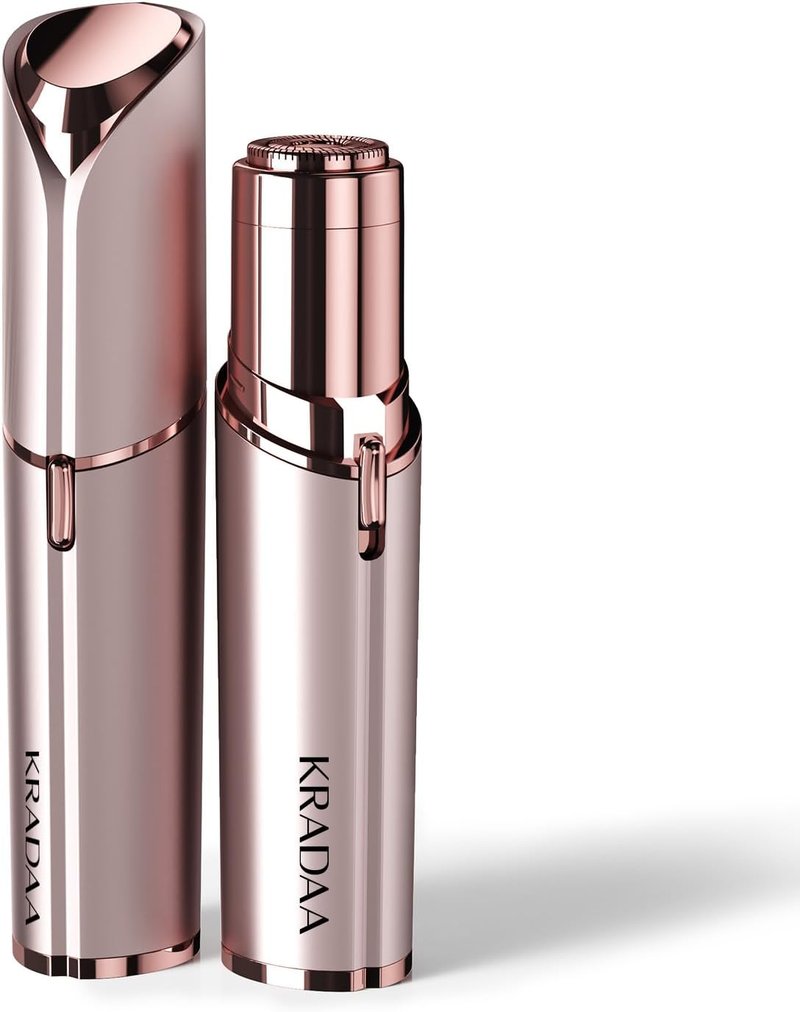 Kradaa Electric Facial Hair Removal Razor for Women - Painless Mini Shaver with LED Light | Rose Gold