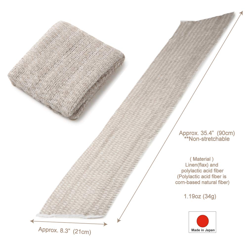 Exfoliating Washcloth [Made in Japan] Shower Back Scrubber, Plant-Based Body Exfoliating Towel (Linen)