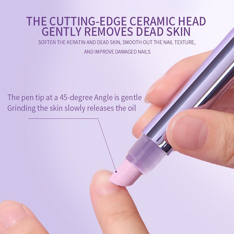 Ceramic Cuticle Oil Pusher Pen: 3-in-1 Nail Cuticle Remover Oil Pen With Nail Softener - Nail Care Oil Cuticle Pusher with Ceramic Tip - Cuticle Remover Kit for Hangnails & Dry & Damaged Nail